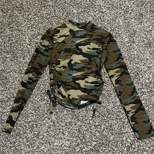 camo long sleeve tee with side ties